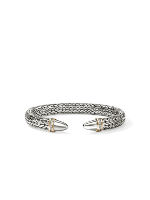 JOHN HARDY Spear 50 Flex Cuff, Gold, Sterling Silver, Diamonds