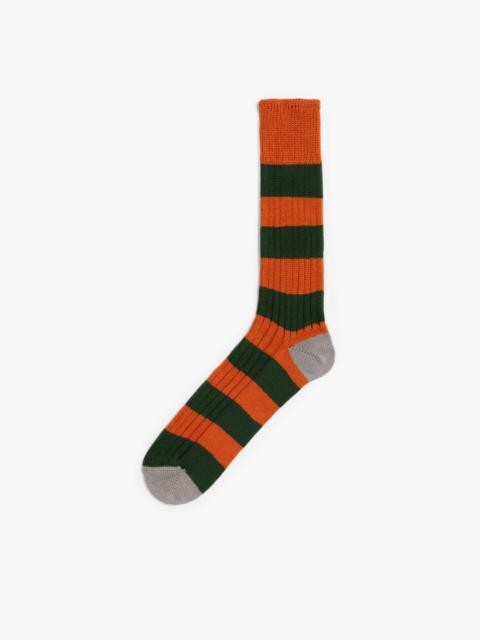 Mackintosh BURNT ORANGE, DARK GREEN AND GREY COTTON SOCKS