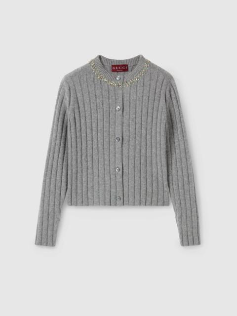 GUCCI Rib soft wool and cashmere cardigan