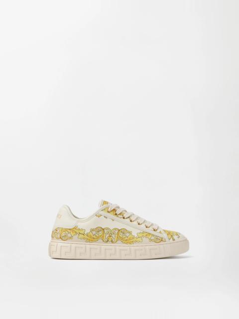VERSACE Greca Printed Silk Twill Sneakers