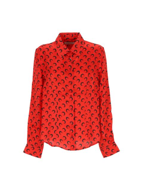 Tシャツ・カットソー MARINE SERRE MOON SATIN BUTTON DOWN SHIRT (USI024B BG70) Moon Satin Button Down Shirt