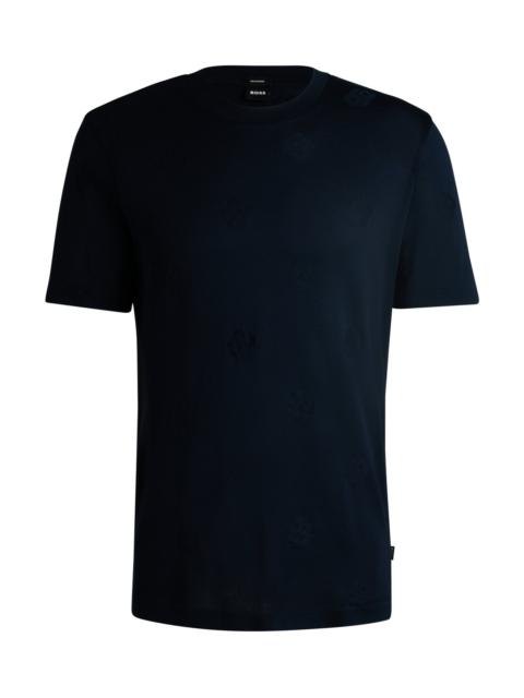 BOSS MERCERIZED-COTTON T-SHIRT WITH DOUBLE B MONOGRAMS