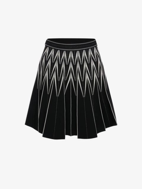 Women's Engineered Jacquard Chevron Mini Skirt in Black/bone