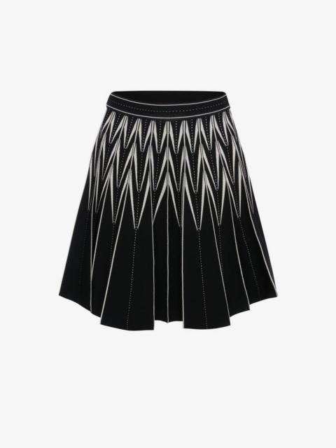 Alexander McQueen Women's Engineered Jacquard Chevron Mini Skirt in Black/bone