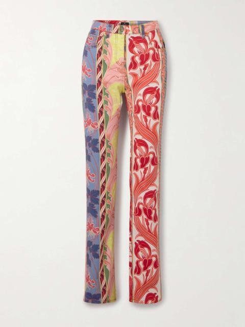 Etro Printed high-rise straight-leg jeans