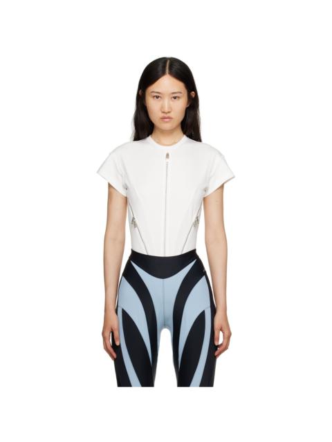 MUGLER White Zip Bodysuit