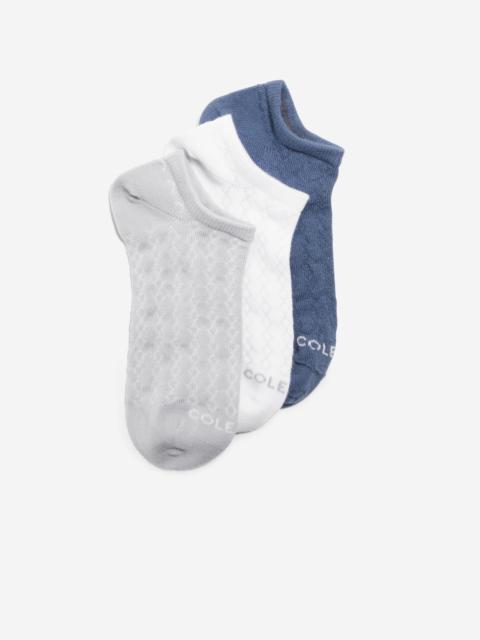 COLE HAAN Women's 3-Pair Diamond Textured Super Soft Low Cut Socks