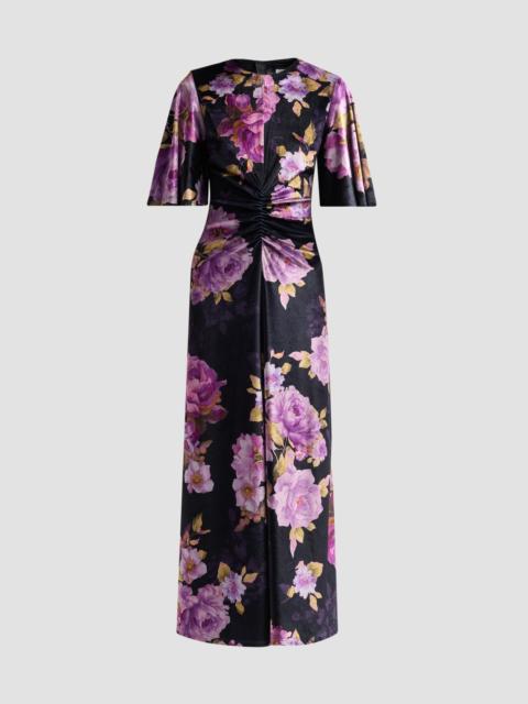 HEMANT & NANDITA Women's Floral Ruched Maxi Dress - Black