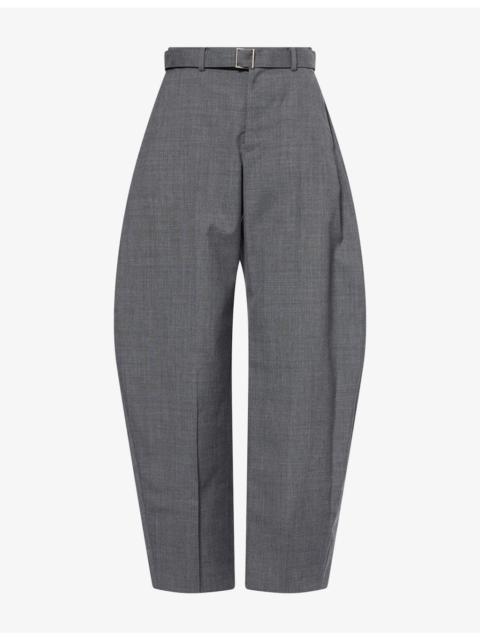 sacai Curved-Leg High-Rise Wool Suit Trousers