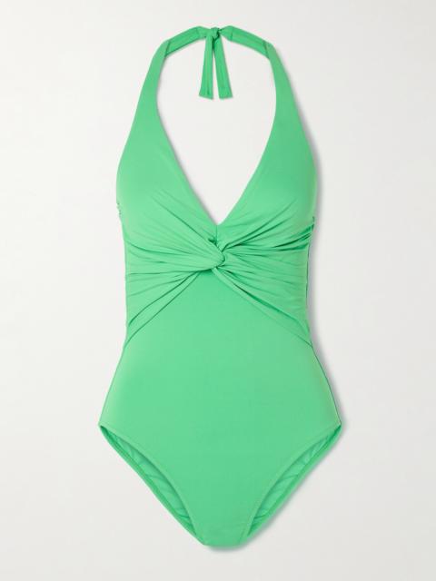MELISSA ODABASH Zanzibar Ruched Halterneck Swimsuit