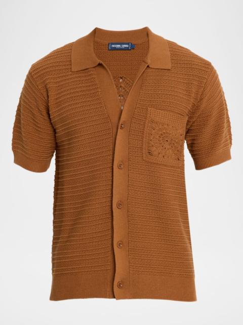 FRESCOBOL CARIOCA Men's Cesar Crochet Stripe Short-Sleeve Shirt
