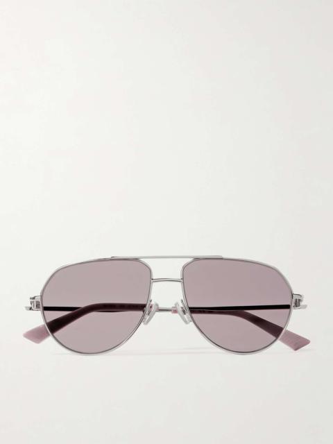 Aviator-style silver-tone sunglasses