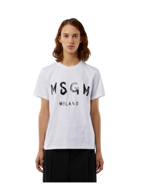 MSGM Cotton T-shirt in solid colour with logo