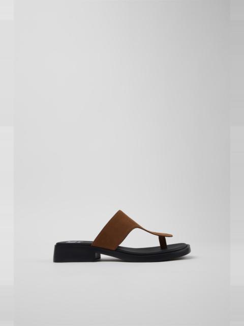 CAMPER Twins Brown Nubuck Leather Sandals for Women.