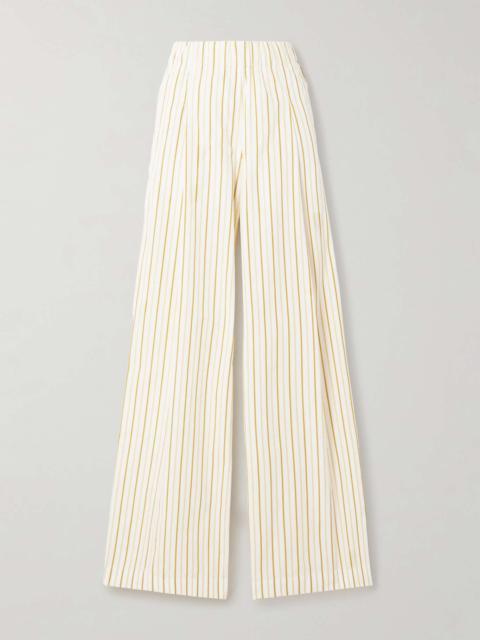 Striped cotton wide-leg pants