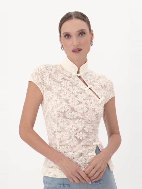 SAU LEE IRIS CROCHET TOP