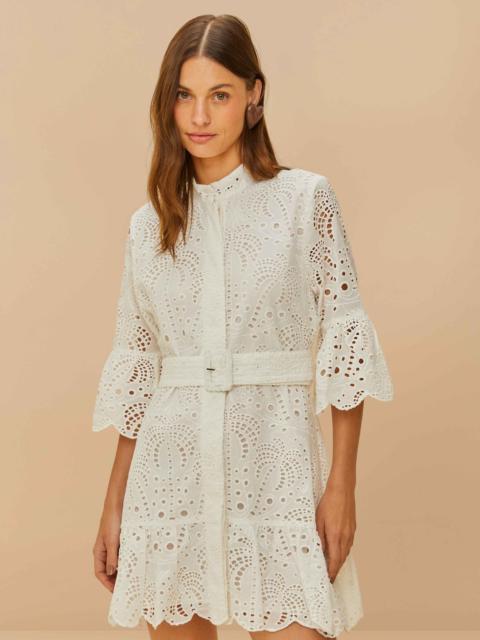 FARM RIO Off-White Palm Tree Mini Dress