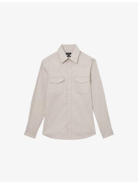 REISS Mcrae Patch-Pocket Stretch-Cotton Overshirt