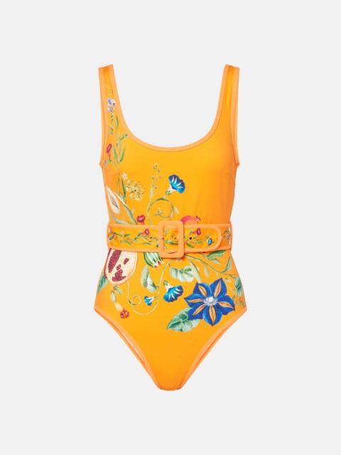 ALÉMAIS Flores printed belted swimsuit