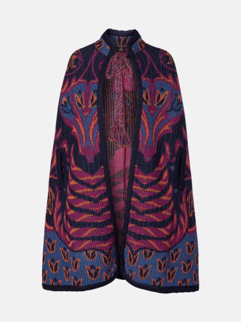 Etro Jacquard wool and cotton-blend cape