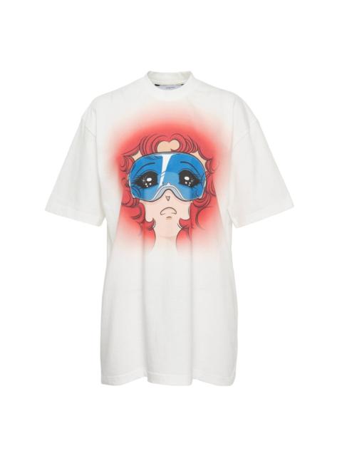 pushBUTTON White Goggles Girl T-Shirt