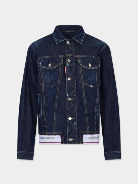 DSQUARED2 DSQUARED2 TAPE DARK AVIATOR OVERSIZED JEAN JACKET