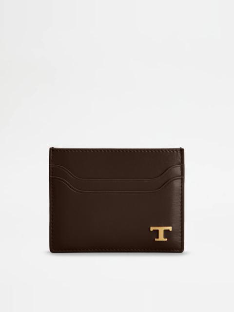 TOD'S CARD HOLDER IN LEATHER - BROWN