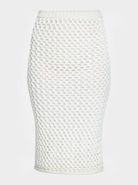 diotima Spice Crystal Striped Crochet Knit Midi Skirt