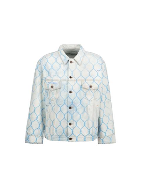 Off-White OFF-WHITE Oversized Fence Printed Denim Jacket Bleach Light Blue