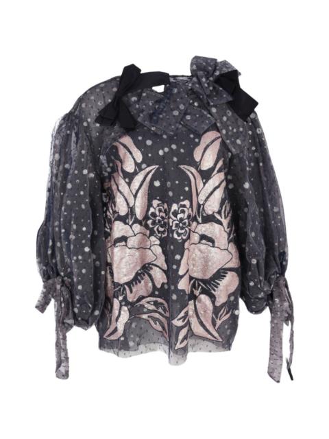 BIYAN gathered-sleeve double layer blouse