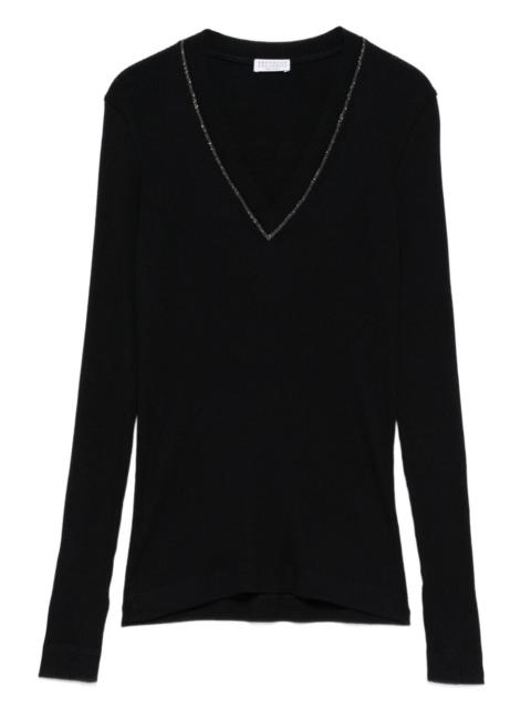 Brunello Cucinelli embellished V-neck sweater