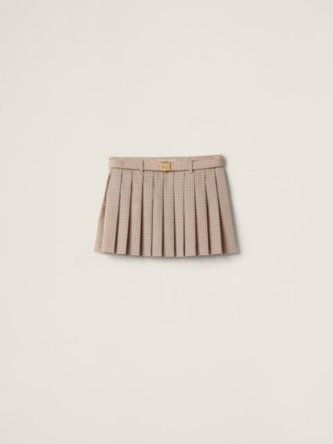 Pleated checked skirt