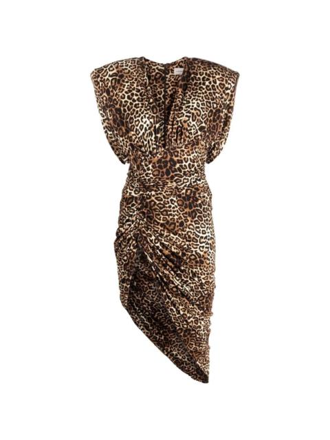 leopard-print ruched dress