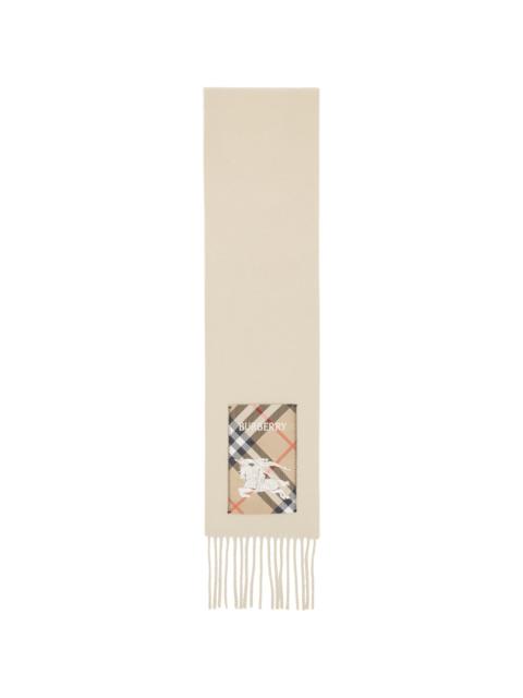 Burberry Beige Check Label Cashmere Scarf