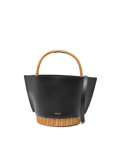sacai woven handle bucket bag