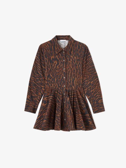 GANNI DRESS IN GRADIENT RED LEOPARD