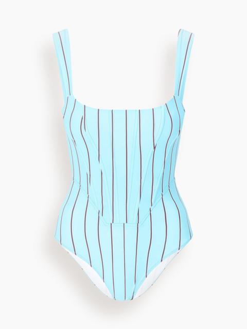 STAUD Adelaide One Piece in Pool Stripe