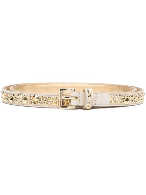 Prada crystal-embellished leather buckle belt