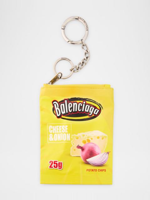 BALENCIAGA Men's Calfskin Chips Logo Keychain