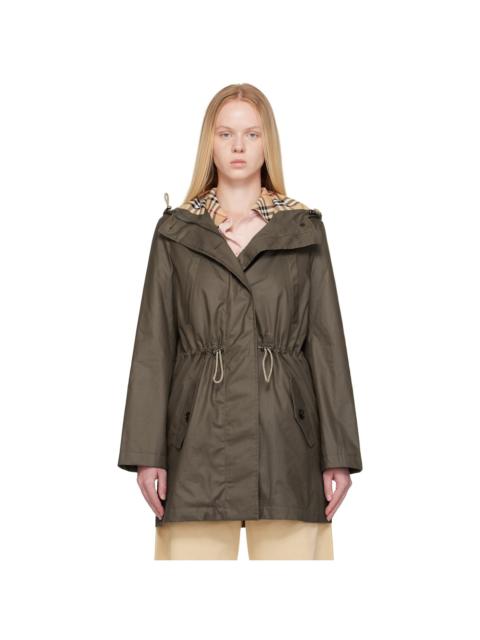 Burberry Khaki Coated Gabardine Parka