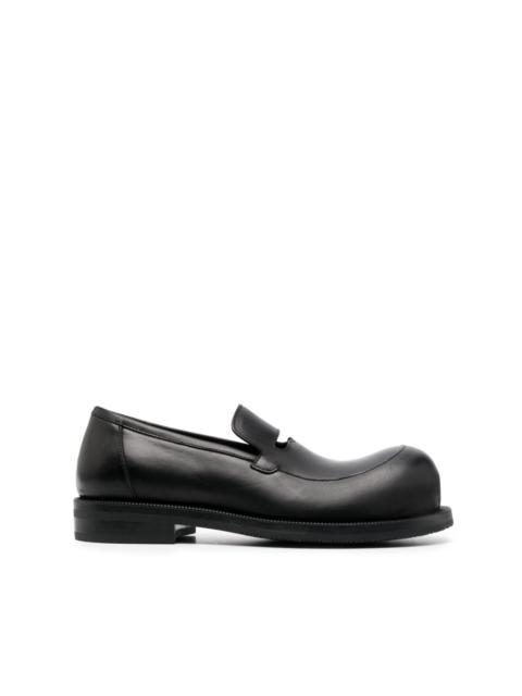 bulb-toe leather loafers