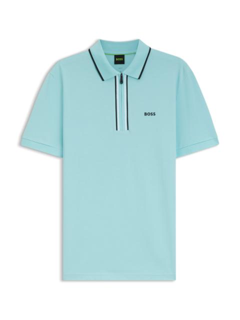 BOSS ACTIVE SLIM-FIT POLO SHIRT IN MOISTURE-WICKING STRETCH COTTON