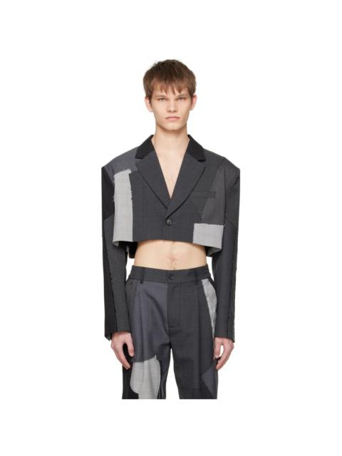 FENG CHEN WANG Gray Patchwork Blazer