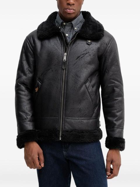 ALPHA INDUSTRIES B-3 faux-leather bomber jacket