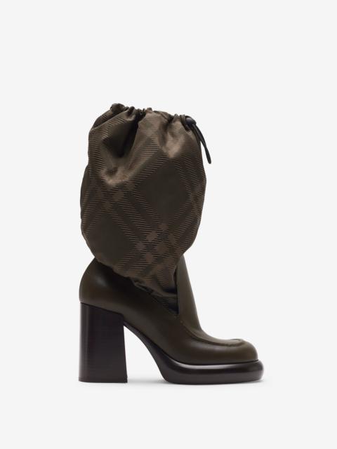 Burberry Leather and Nylon Blend Wedge Boots