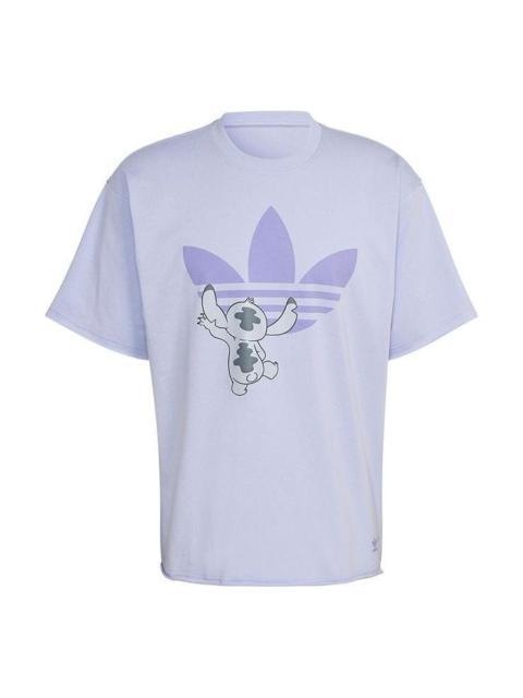 adidas adidas originals x Disney Crossover Solid Color Stitch Cartoon Pattern Printing Short Sleeve Lavende