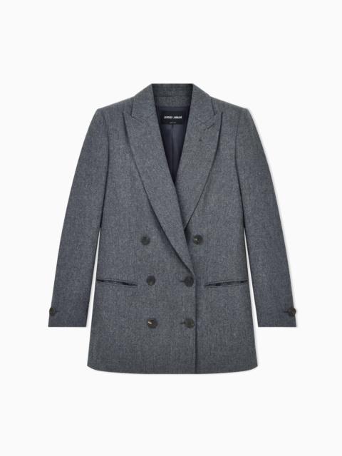 GIORGIO ARMANI DOUBLE-BREASTED JACKET IN VIRGIN WOOL FLANNEL AND CASHMERE