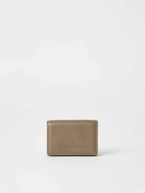 Brunello Cucinelli Grained leather card case with flap