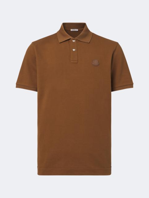 Moncler Leather-trimmed cotton piqué polo shirt