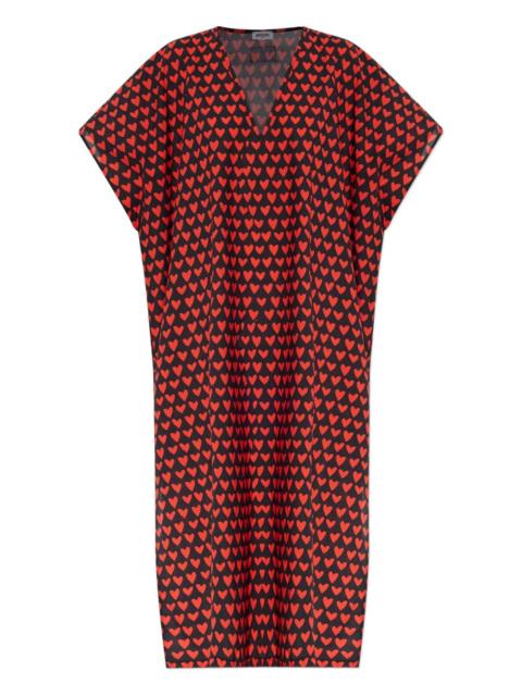Moschino heart-print V-neck midi dress
